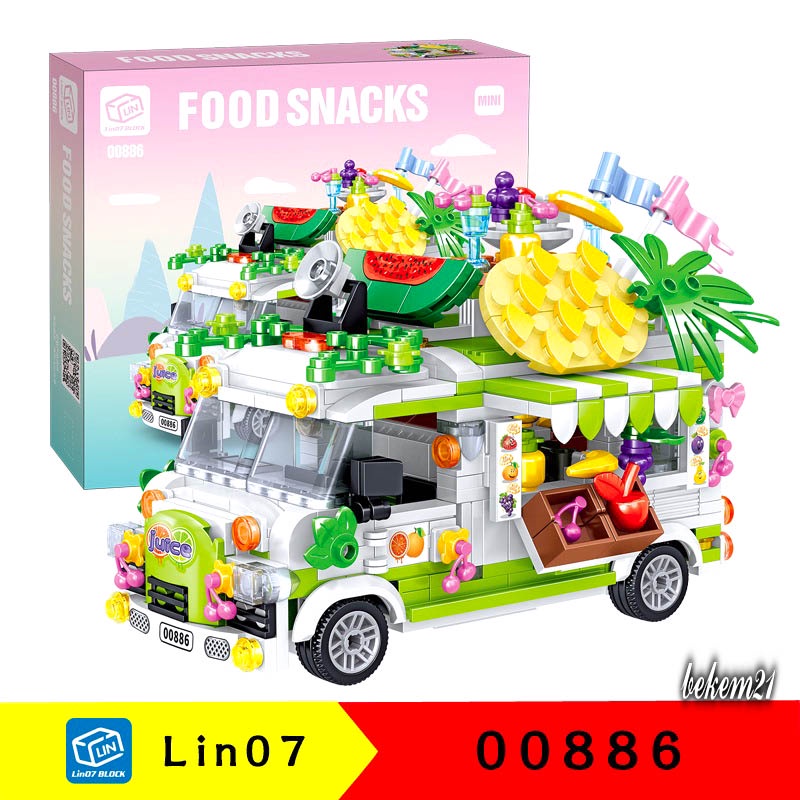 Lego Xếp Hình Con Gái Xe Chở Thức Ăn Food Snack Xe Chở Trái Cây Nước Uống đồ chơi ghép hình bé gái