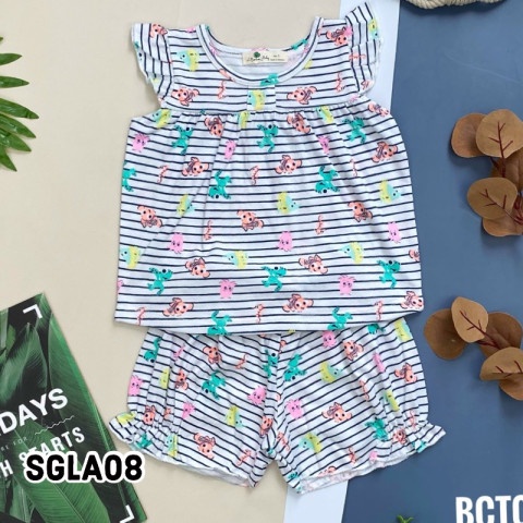 Đồ bộ bé gái thun cotton sát nách cánh tiên bộ quần áo thời trang cho bé đi học đi chơi  - SLGA