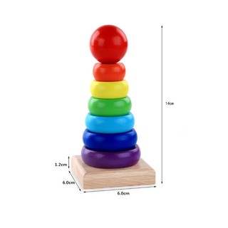 Đồ chơi gỗ - Tháp cầu vồng gỗ size bé