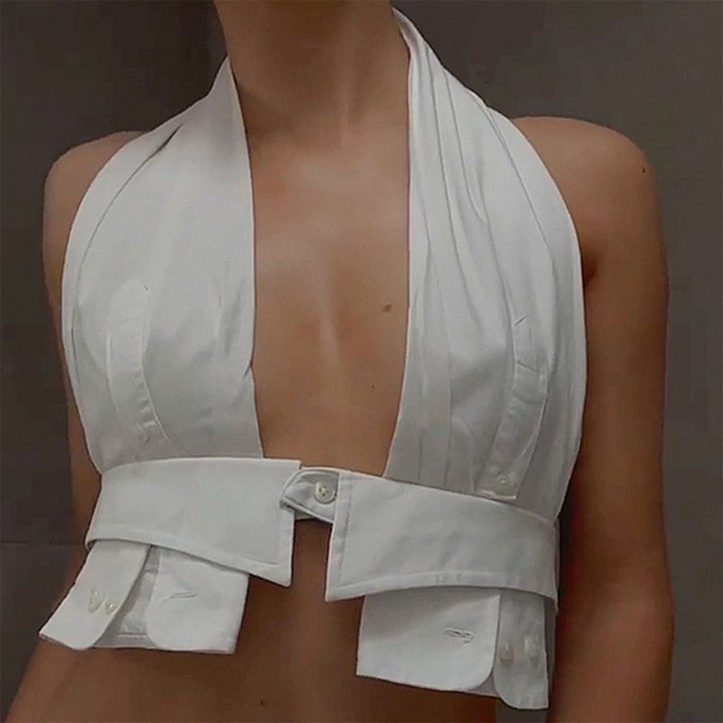 Áo Croptop Cổ Khoét Sâu Hở Lưng Quyến Rũ Dành Cho Nữ