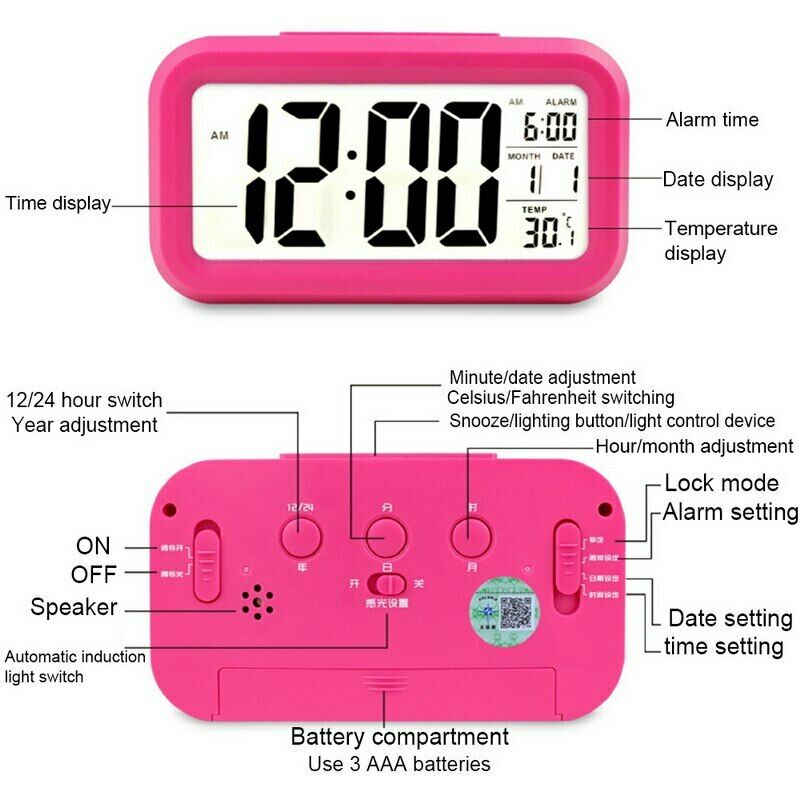 Đồng Hồ Báo Thức Điện Tử Có Đèn Led Tiện Dụng