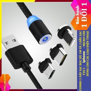 [ KHÔNG ĐÂU RẺ BẰNG Ở ĐÂY ] DÂY SẠC NAM CHÂM 3 ĐẦU LỰC HÚT SIÊU MẠNH DÀI 1M