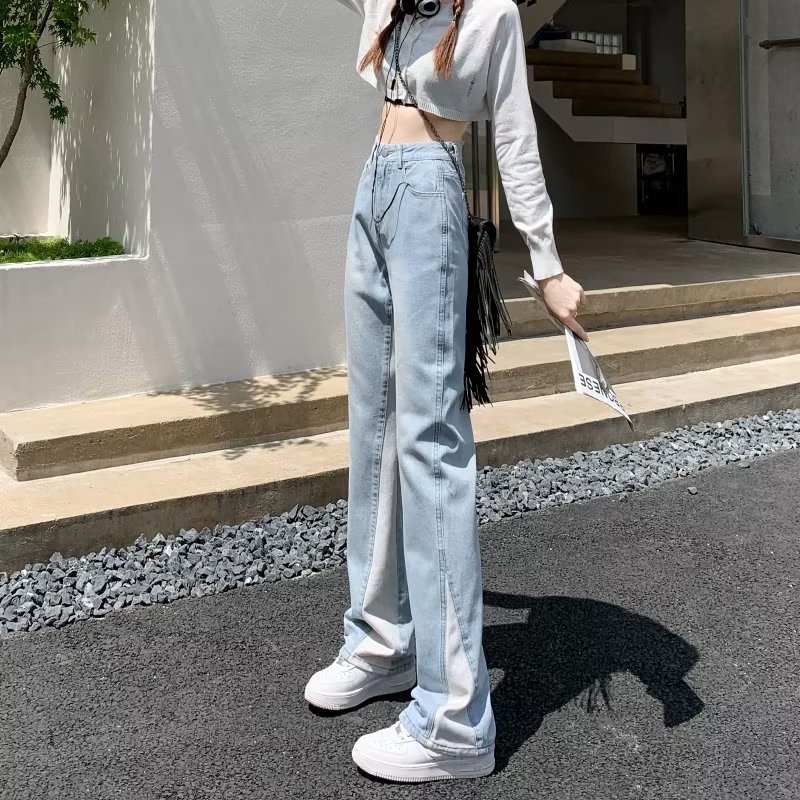 Quần jean Daduhey lưng cao ống rộng thời trang Hàn Quốc dành cho nữ
