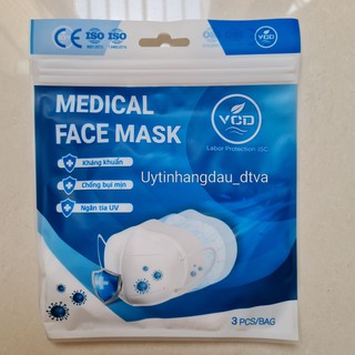 3 BỊCH KHẨU TRANG KHÁNG KHUẨN VCD - KHẨU TRANG Y TẾ - N95 - THIẾT KẾ 3D – HÀNG CHÍNH HÃNG (Bịch 3 cái)