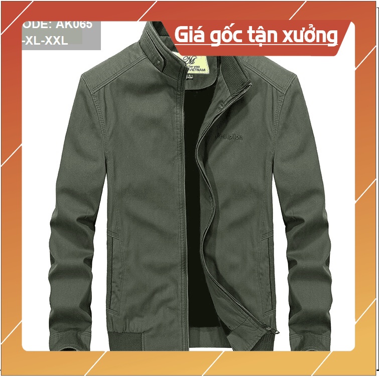Áo khoác nam kaki cổ trụ 2 lớp thêu logo - Mao Mao