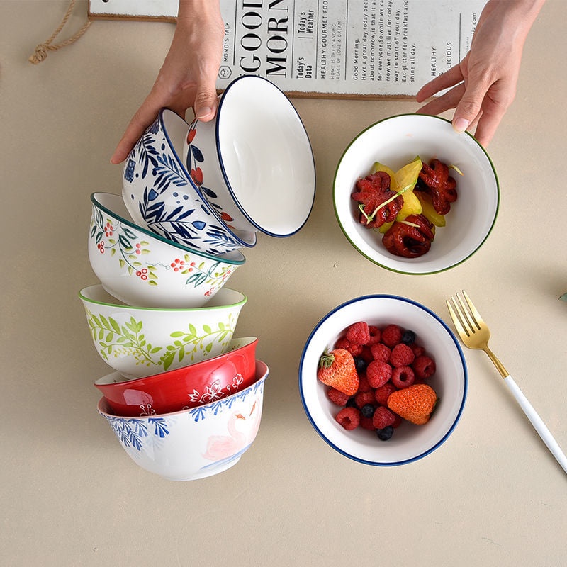 Bát ăn cơm, bát ăn sữa chua, hoa quả, bát decor – họa tiết hoa vẽ tay