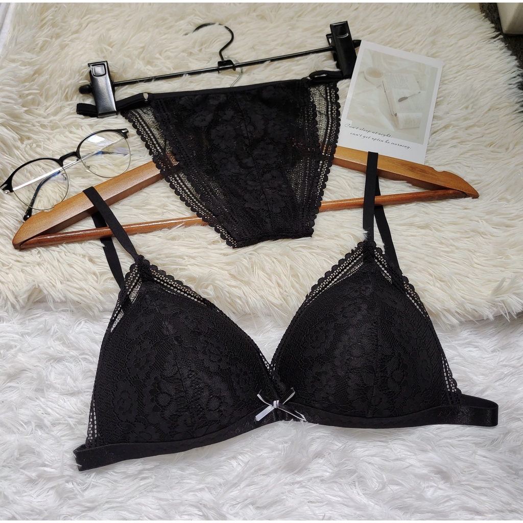 Set Bra - Bralette ren sexy không gọng, mút mỏng - Màu đen - NY54 - Đồ lót nữ | BigBuy360 - bigbuy360.vn
