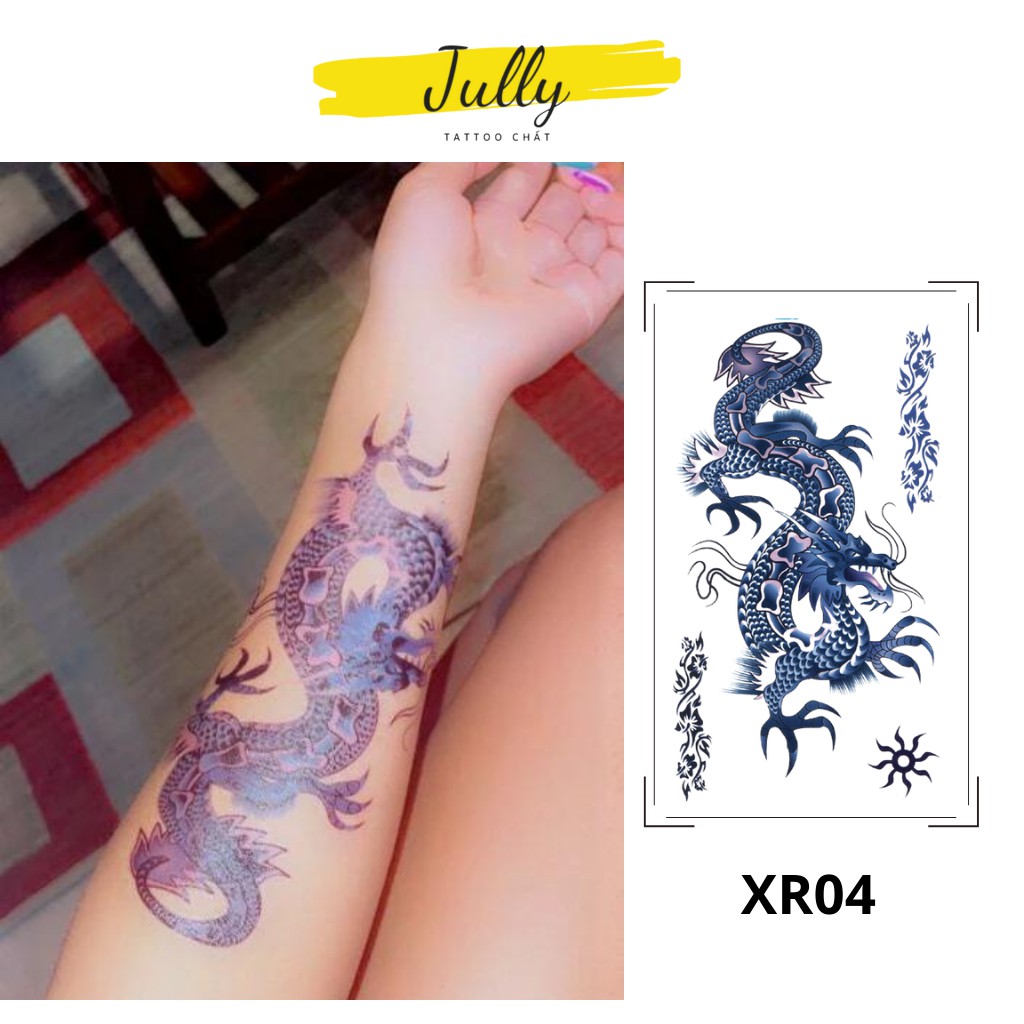 Hình xăm dán tạm thời mini rồng dragon cho nam, chống nước, an toàn, bền đẹp JULLY Tattoo chất