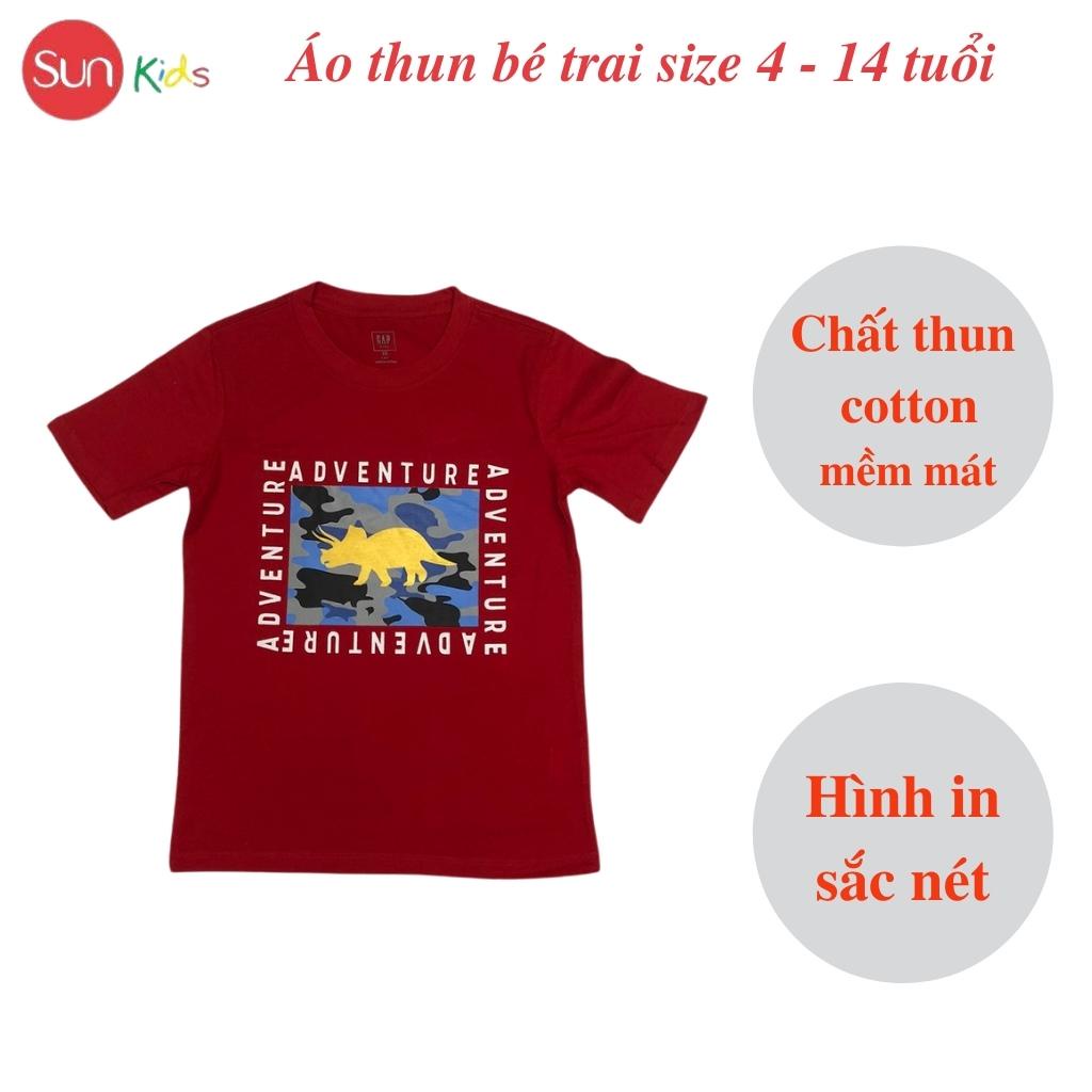 Áo thun bé trai, áo phông cho bé trai chất cotton nhiều màu, size 4-14 tuổi - SUNKIDS