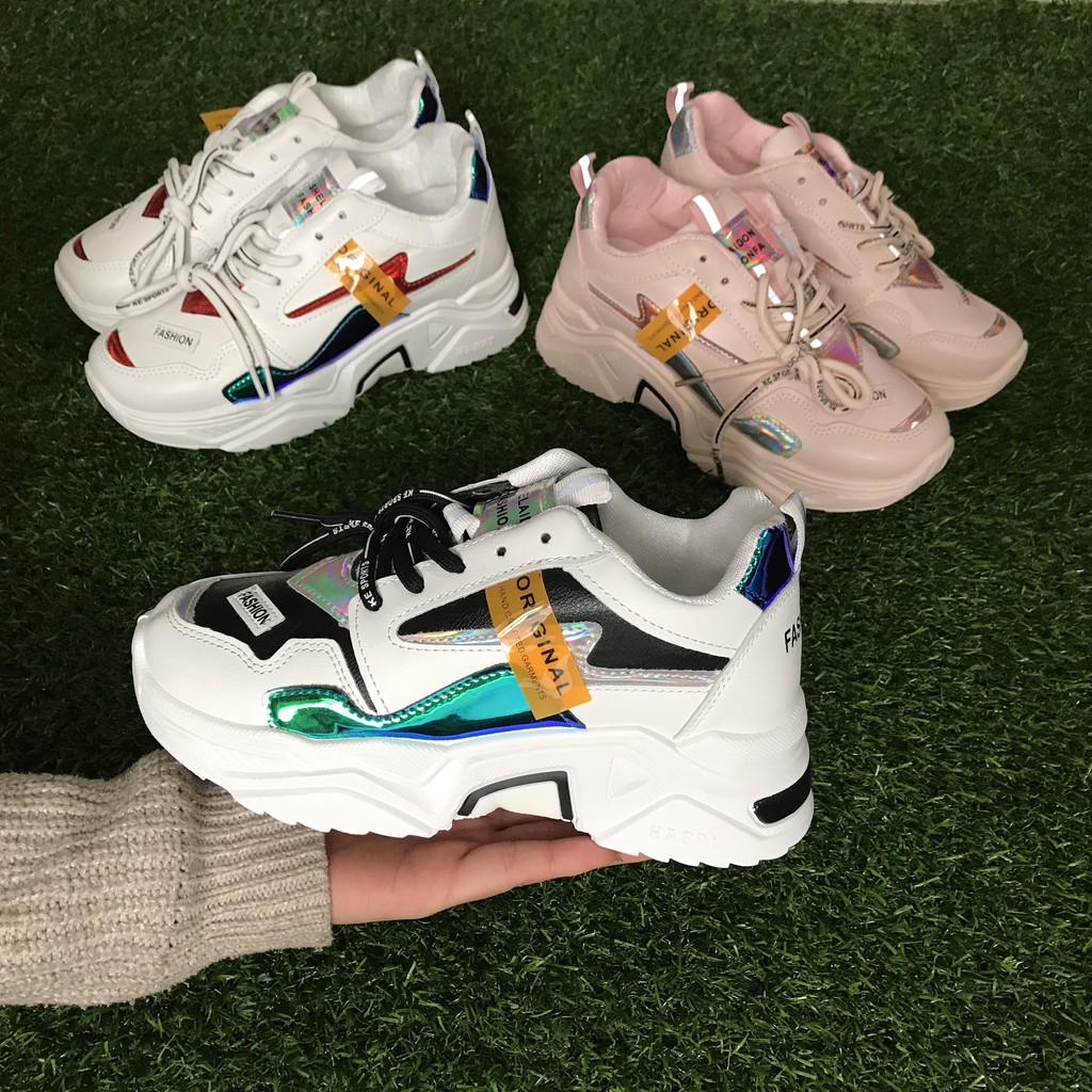 [Mã FAGREEN245 giảm 10% tối đa 30k đơn từ 99k] Giày thể thao nữ đế cao vạch phản quang ORN mới nhất 2020 HAPU ( 3 màu ) | BigBuy360 - bigbuy360.vn