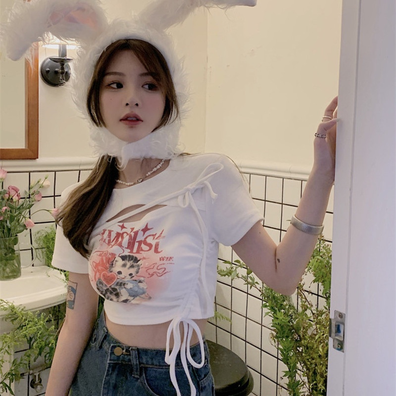 Áo Thun Tay Ngắn Dáng Ôm Dễ Thương Thời Trang Mùa Hè Cho Nữ