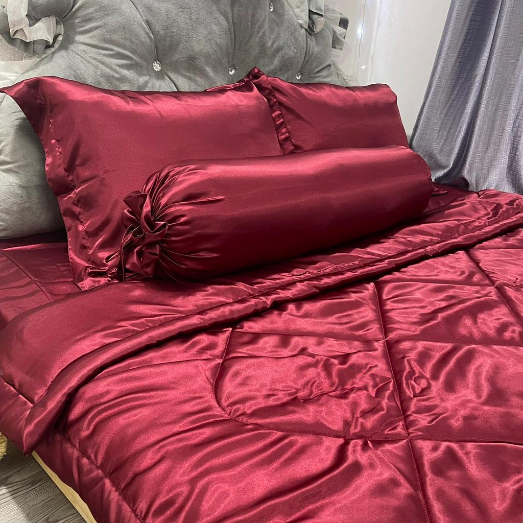 TRỌN BỘ DRAP PHI LỤA THÁI TUẤN HÀNG LOẠI 1 - ĐỎ RƯỢU - ĐỦ KÍCH THƯỚC( ẢNH THẬT SHOP CHỤP)