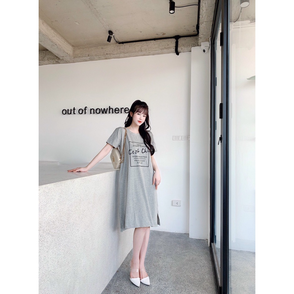 Váy Bầu suông - Đầm suông Chất cotton CEST CHIC from rộng dáng dài Có Size Tới 75Kg