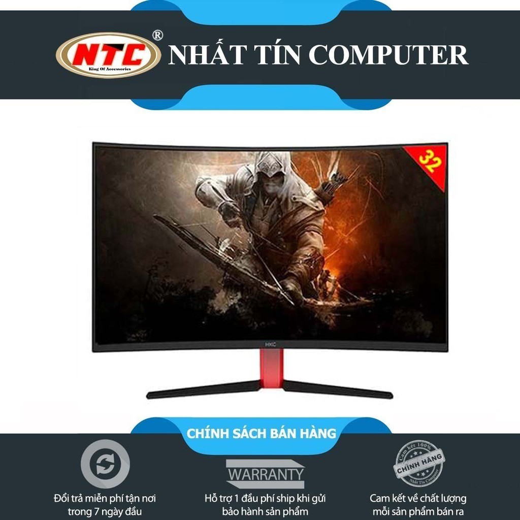 Màn hình máy tinh HKC 31,5&quot; M32A7Q QHD 144Hz màn LED cong chuẩn gaming - kết nối DVI/HDMI/DP (Đen)