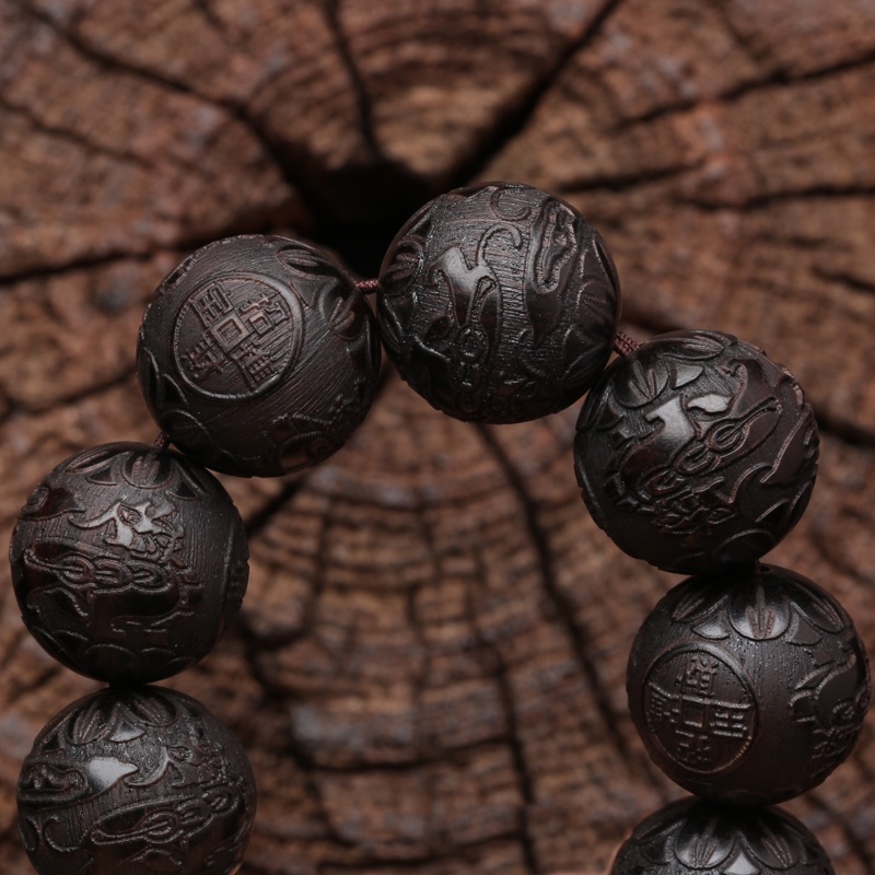 Ebony Vòng Tay Nam Phong Cách Khắc May Mắn Pixiu Giàu Có Vòng Tay May Mắn Vòng Tay Vòng Tay Mân Côi Hạt Wenwan