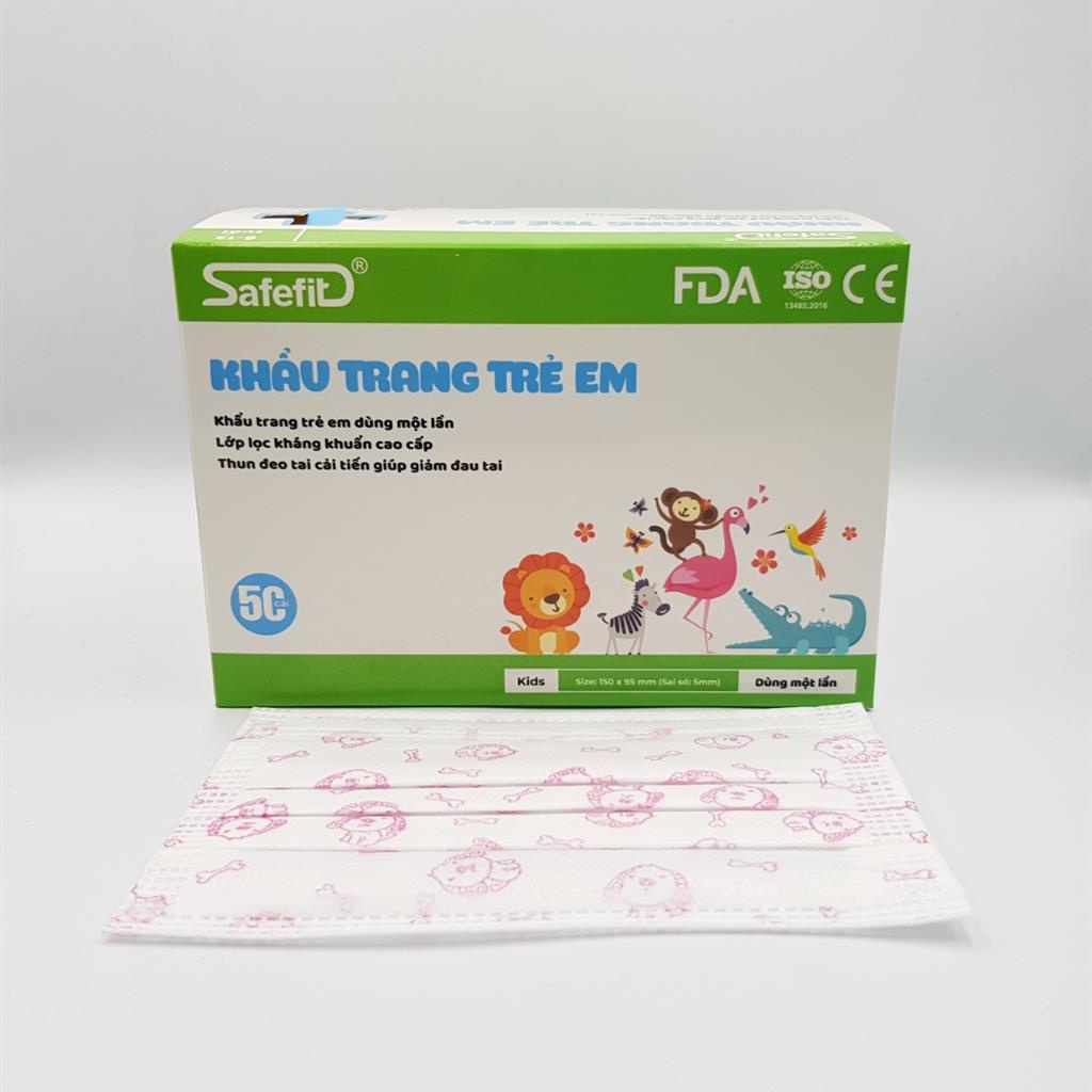 Khẩu trang y tế Safefit trẻ em hoa văn ngẫu nhiên (6-13 tuổi)