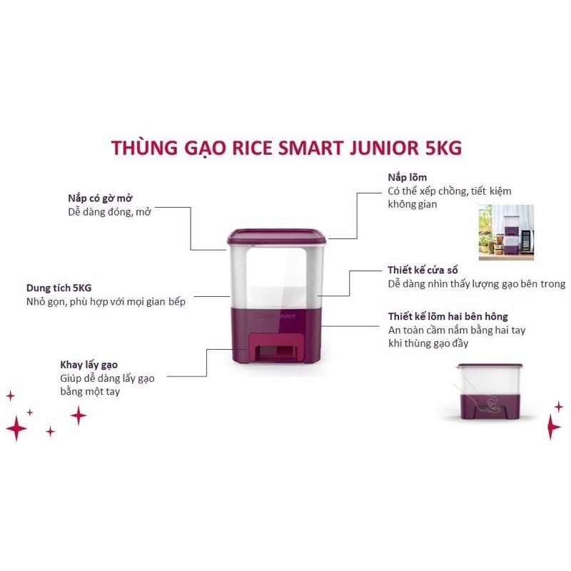Thùng gạo 5kg/10kg Tupperware