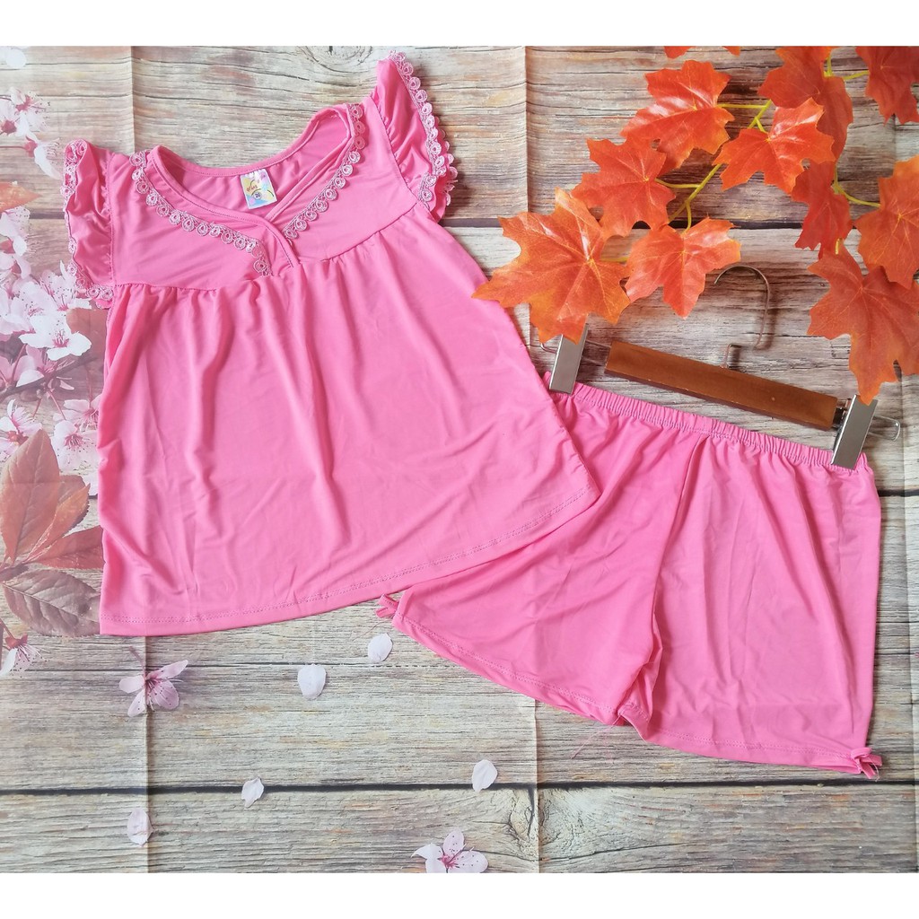 NOVA SHOP 129k combo 3 Bộ đồ bộ thun lạnh cánh tiên cho bé gái từ 18-20kg