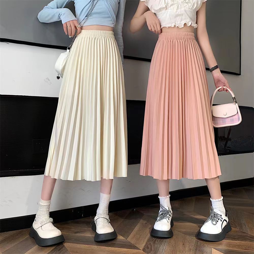 Chân Váy Xếp Ly Lưng Cao Co Giãn Phong Cách Hàn Quốc Thời Trang Mùa Hè Xinh Xắn Cho Nữ