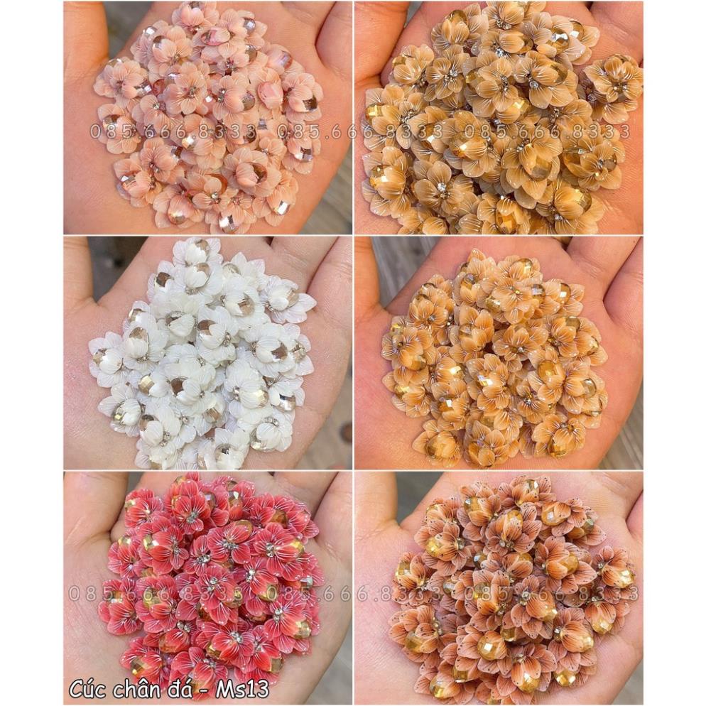 Hoa bột nail - hoa bột cúc chân đá ( hoa chân)