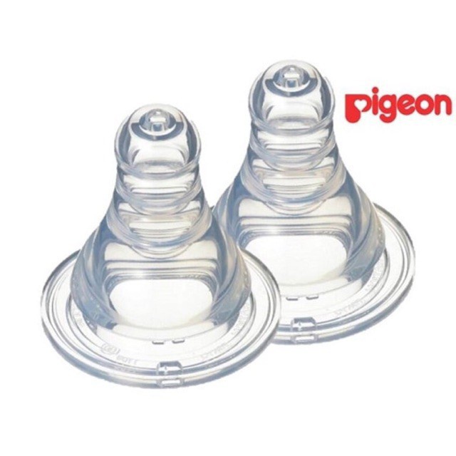 Núm ti Pigeon silicone siêu mềm S M Y L LL (Vỉ 2 cái) dùng cho bình sữa cổ hẹp