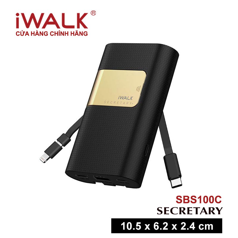 [Mã 2404EL10K giảm 10K đơn 20K] Sạc dự phòng iWALK Secretary PD Lithium ion 10000mAh/3.6V 36Wh - SBS100C