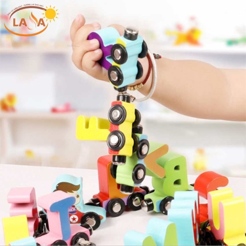 Đồ Chơi Gỗ Đoàn Tàu Nam Châm Đoàn Tàu Chữ Cái Tiếng Anh Đoàn Tàu và Số Đếm