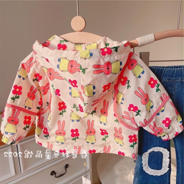 Áo Khoác Có Nón In Họa Tiết Thỏ Hoạt Hình Dễ Thương Phong Cách Nhật Bản Hàn Quốc Thời Trang Xuân Thu Cho Bé Gái