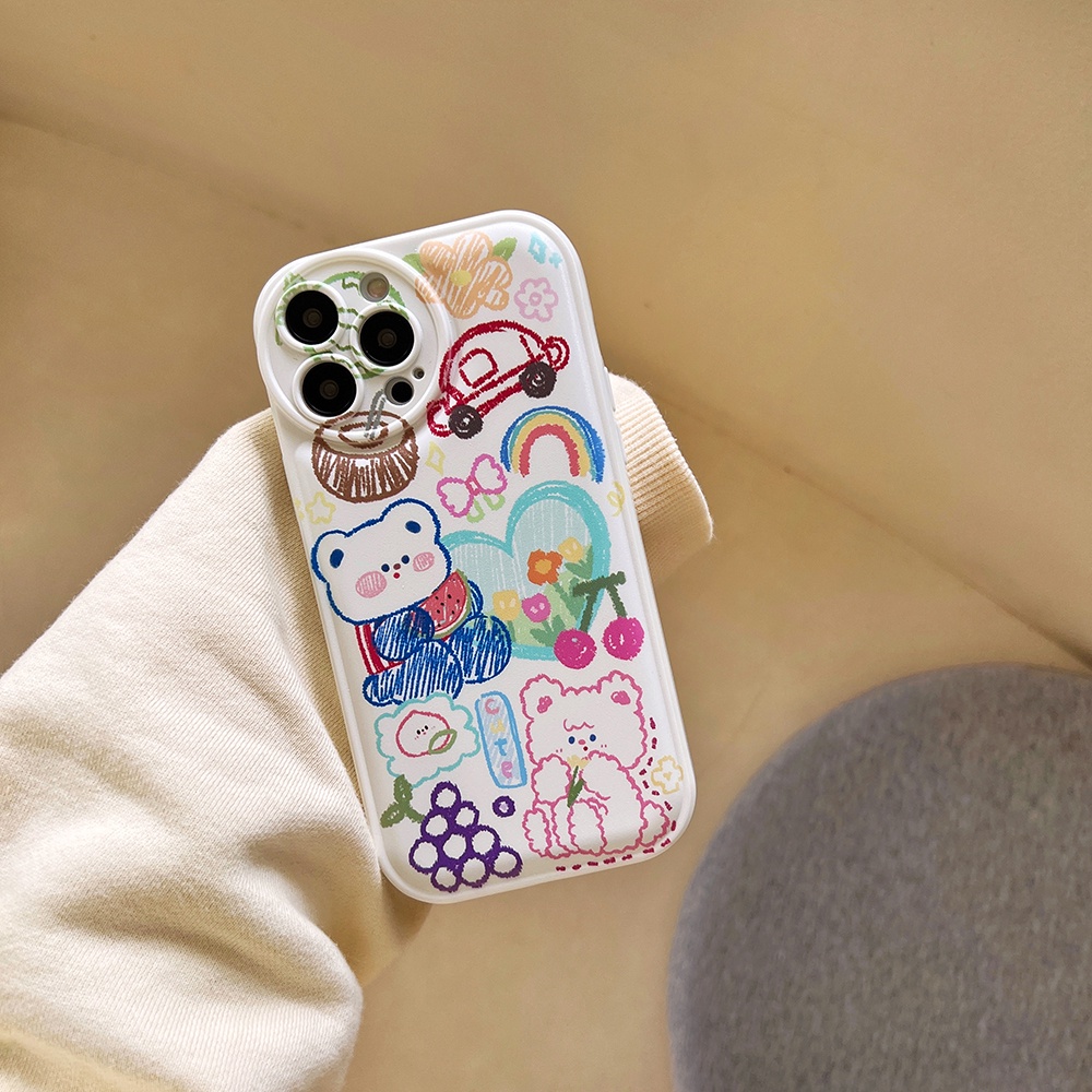 ốp iphone mô hình gấu graffiti TPu Silicone Case Điện thoại iPhone 11 Pro Max X Xr Xs 7 8 14 Plus Se 2020 12 pro max 13 mini