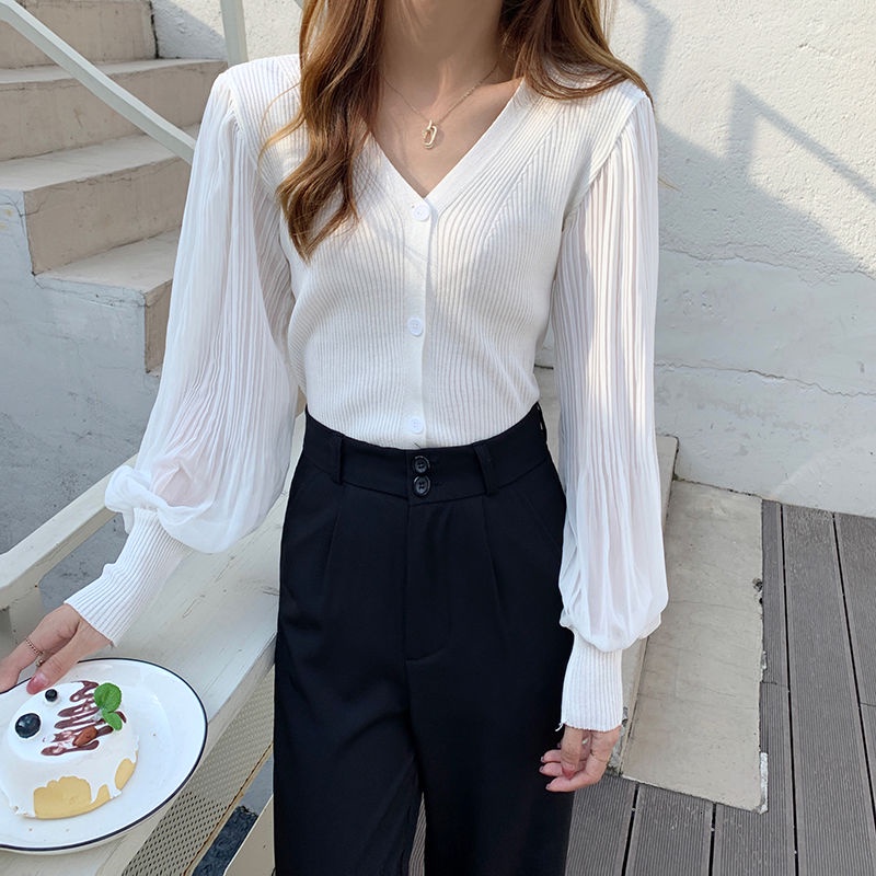 Áo khoác cardigan ngắn chất liệu chiffon thời trang thu đông cho nữ