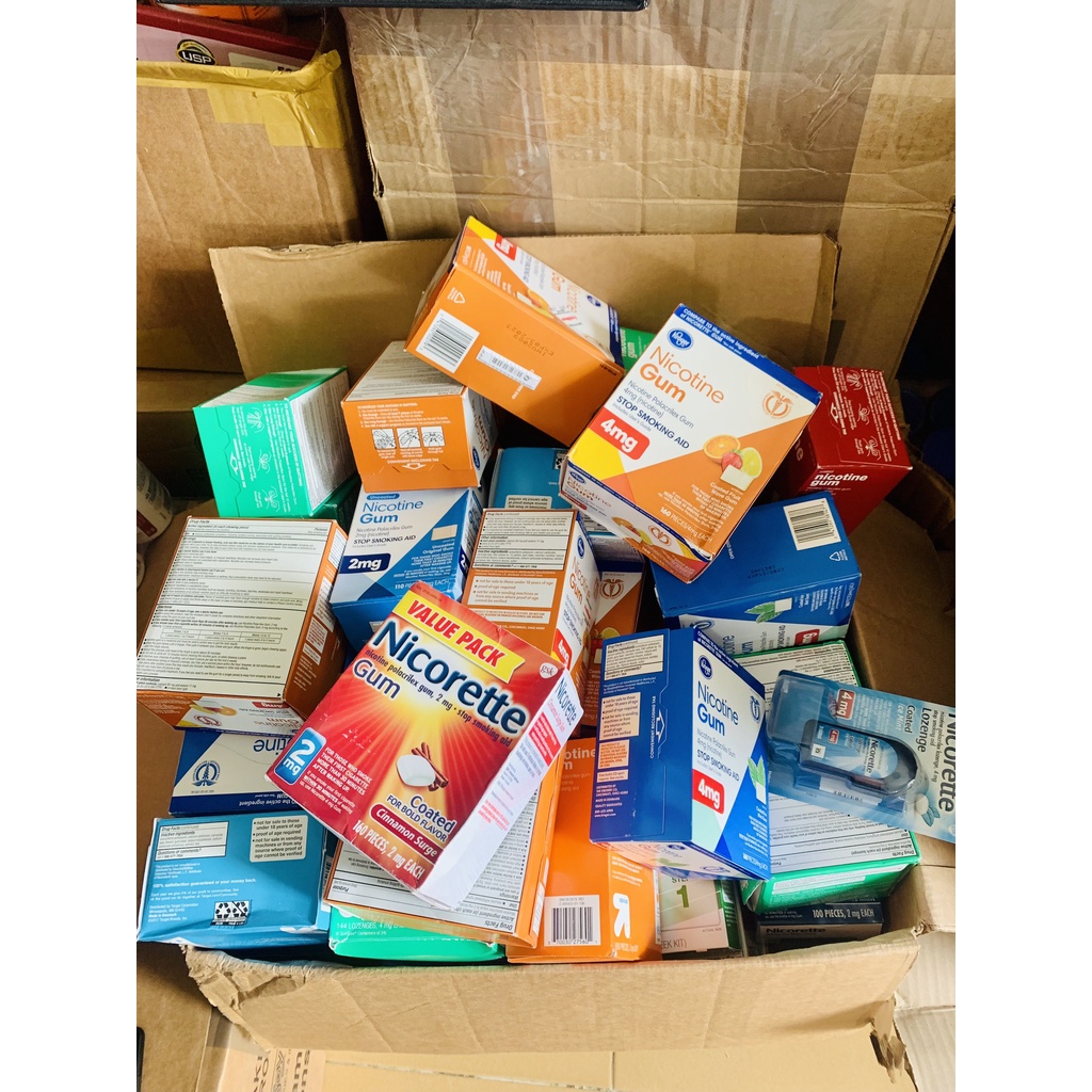 Kẹo gum cai thuốc lá Nicorette 2mg 4mg hương trái cây 160 viên của Mỹ