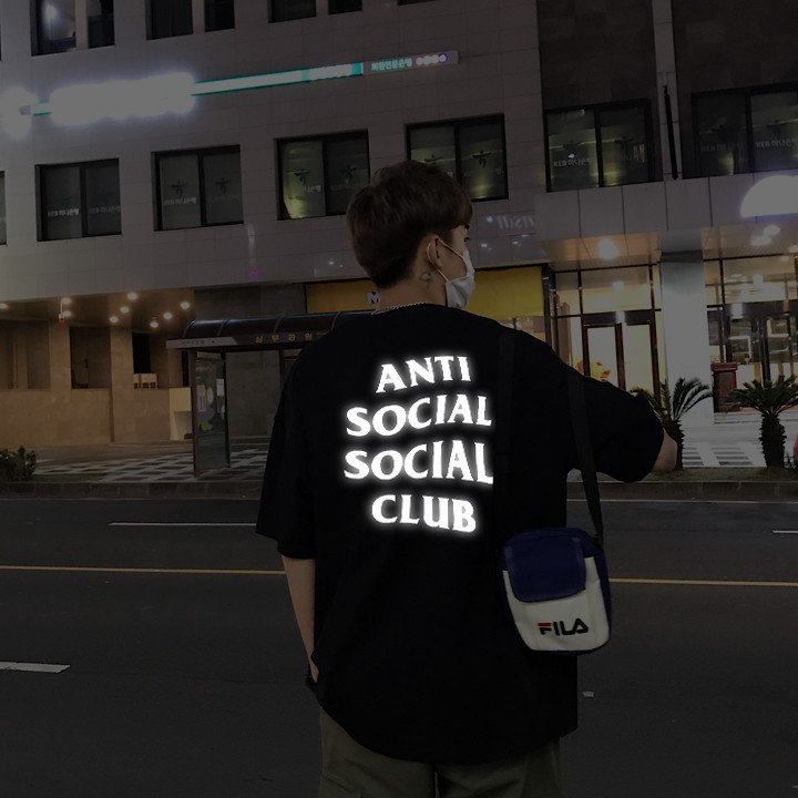 Áo thun tay lỡ ANTI SOCIAL PHẢN QUANG, áo phông phong cách streetwear màu đen