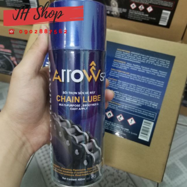 Chai bôi trơn sên xe máy arrows chain lube 400ml