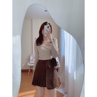 HAMI SKIRT - chân váy nhung thiết kế xếp ly sườn