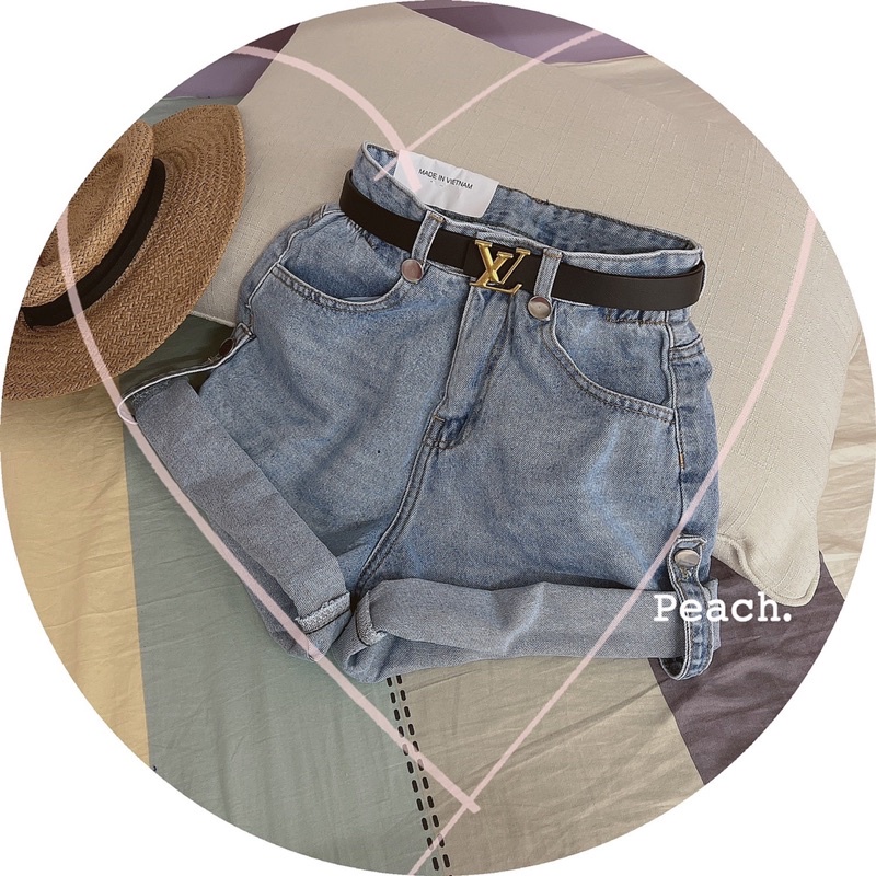 Quần short jeans lật lai gài nút