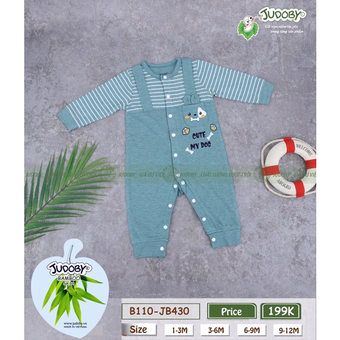 [JB403] Body cài giữa dài tay sợi tre Judoby cho bé (3-12M)