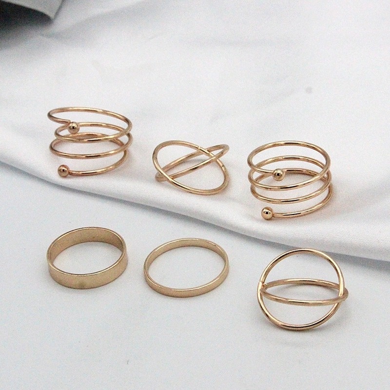 Set 6 nhẫn phong cách Hàn Quốc thời trang cho nữ 210807