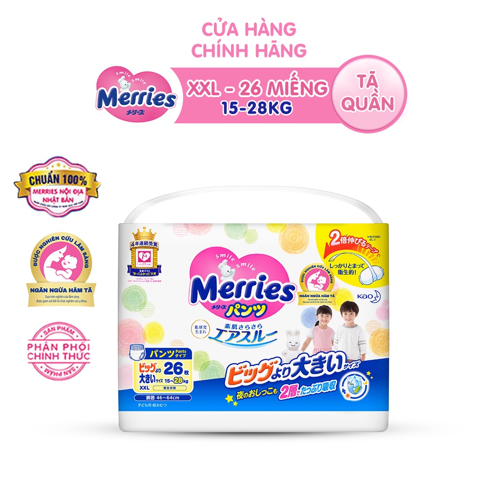 Tã quần Merries size XXL 26 miếng (Cho bé 15 - 28kg)