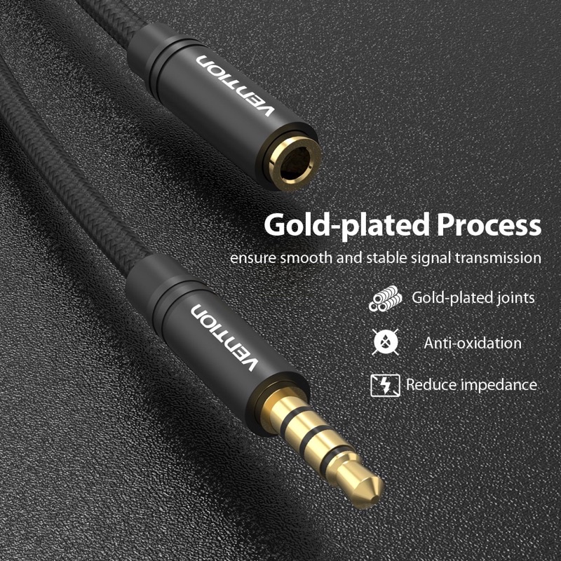 Dây nối dài 3.5 mm có cả mic tai nghe chính hãng VENTION
