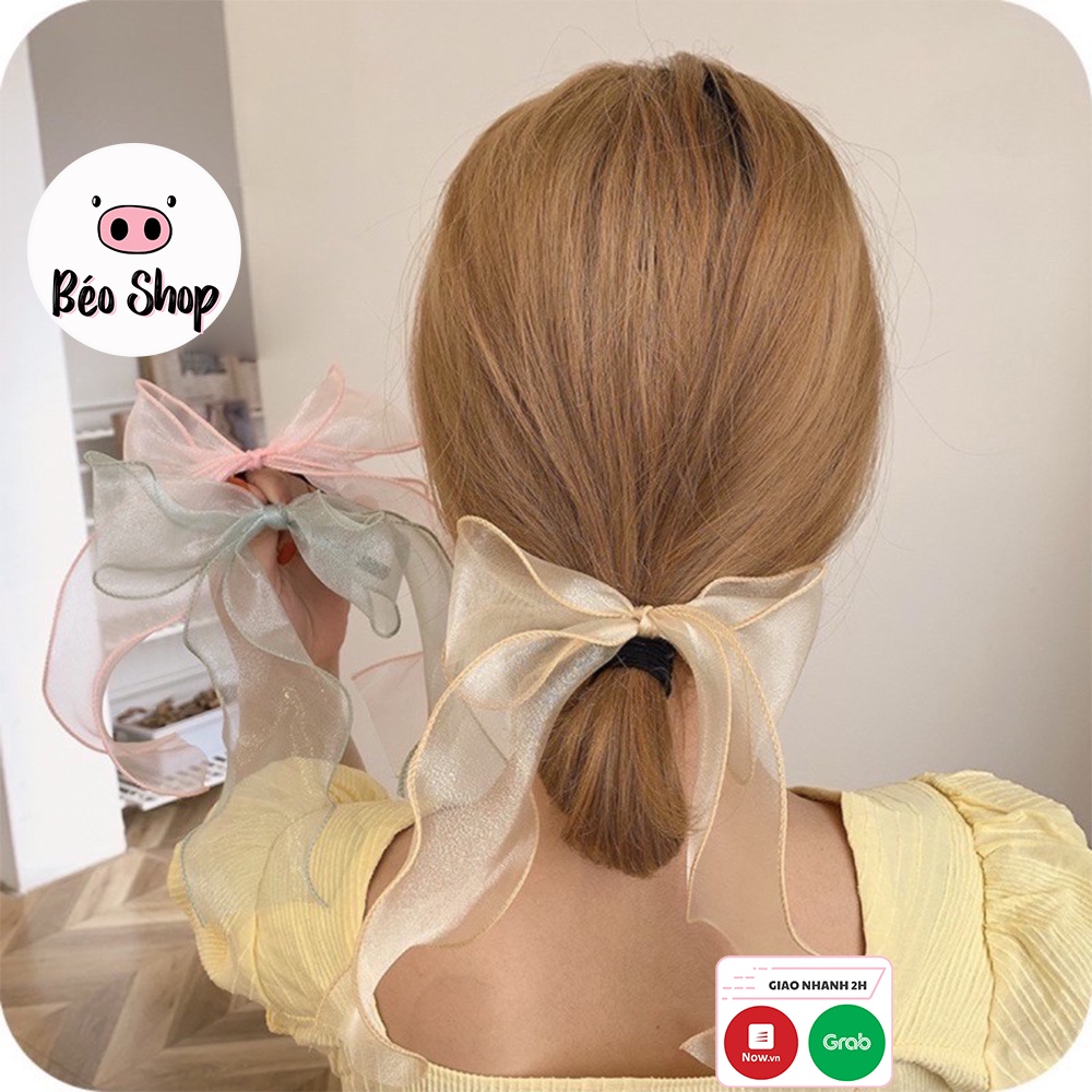 Scrunchies , dây buộc tóc nơ phong cách Hàn Quốc