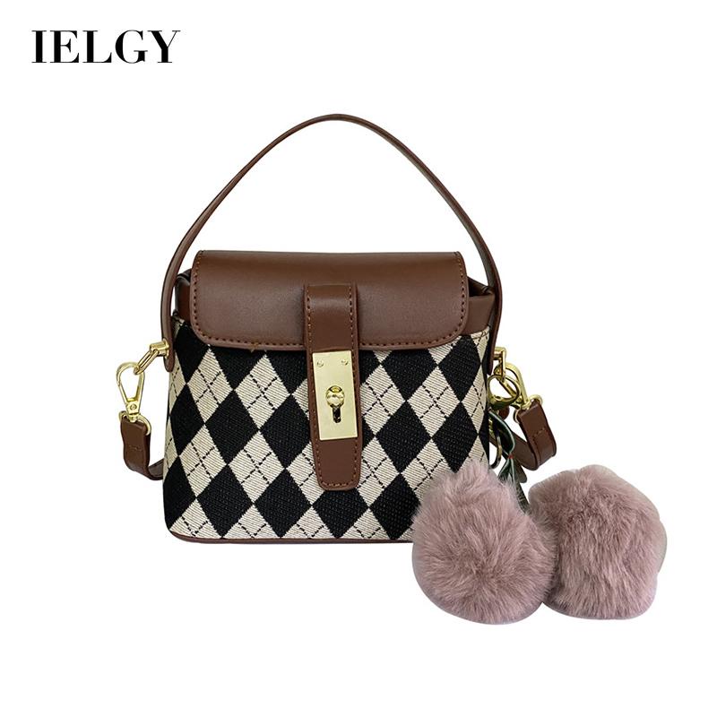 IELGY Túi Đeo Chéo Đính Đá Màu Sắc Tương Phản Phong Cách retro Thời Trang Cho Nữ