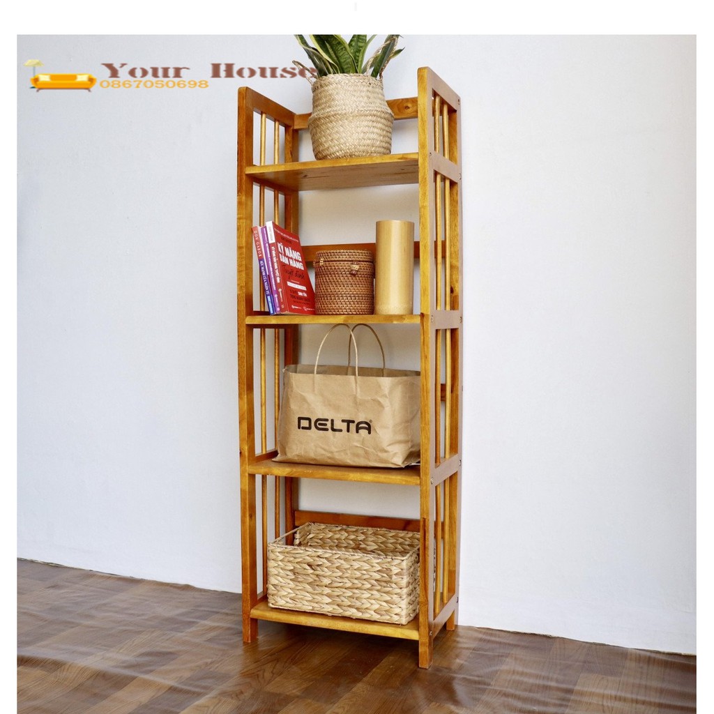 Giá Sách, Kệ Sách Gỗ 4 Tầng YOUR HOUSE Kích Thước 120 x 40 Gỗ Tự Nhiên Tiêu Chuẩn Xuất Khẩu