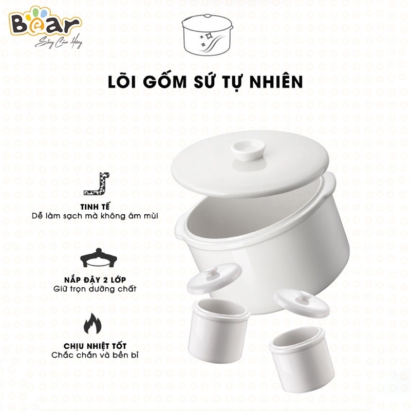 Nồi nấu cháo chậm Bear - Bản quốc tế bảo hành 18 tháng