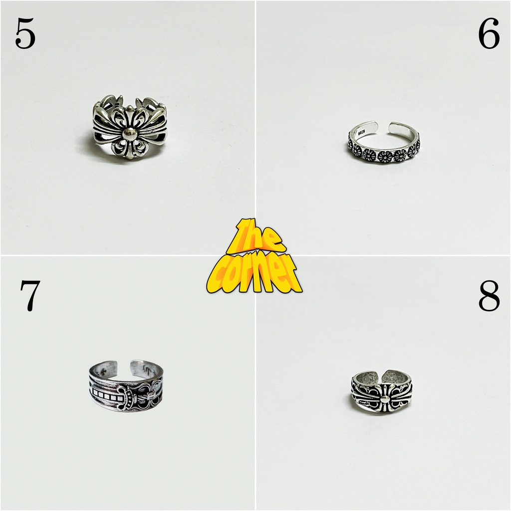 Nhẫn Chrome Heart Freesize Titan mạ bạc 925