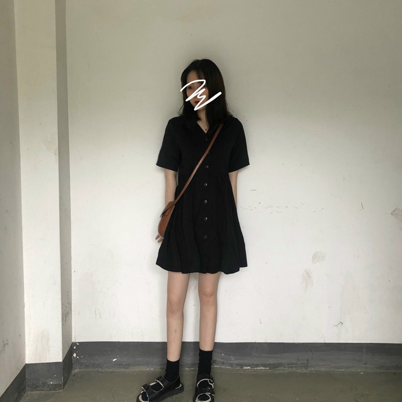 Đầm Nữ Váy Xinh Màu Đen Cổ V Tôn Dáng | BigBuy360 - bigbuy360.vn