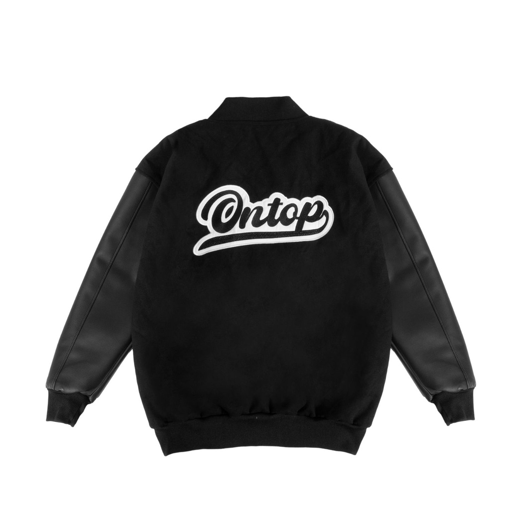 Áo Khoác Varsity Nỉ Dạ, tay Da, full Thêu local brand ONTOP Worldwide Varsity Jacket