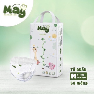 Tã Bỉm Quần Dán Cho Bé Cộng Miếng Size M/58, MẸ BÉ PINUS, Tã Bỉm Quần MÂY Mềm Mỏng Thoáng Khí
