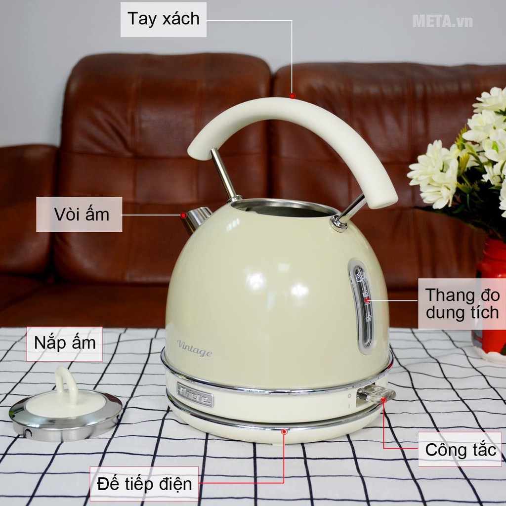 Ấm siêu tốc Ariete.YTALIA. tròn 1.7lit  Ariete Mod 2877