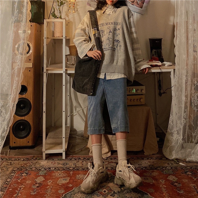 Áo len không tay cổ chữ v thiết kế mới thời trang phong cách Hàn Quốc cho nữ