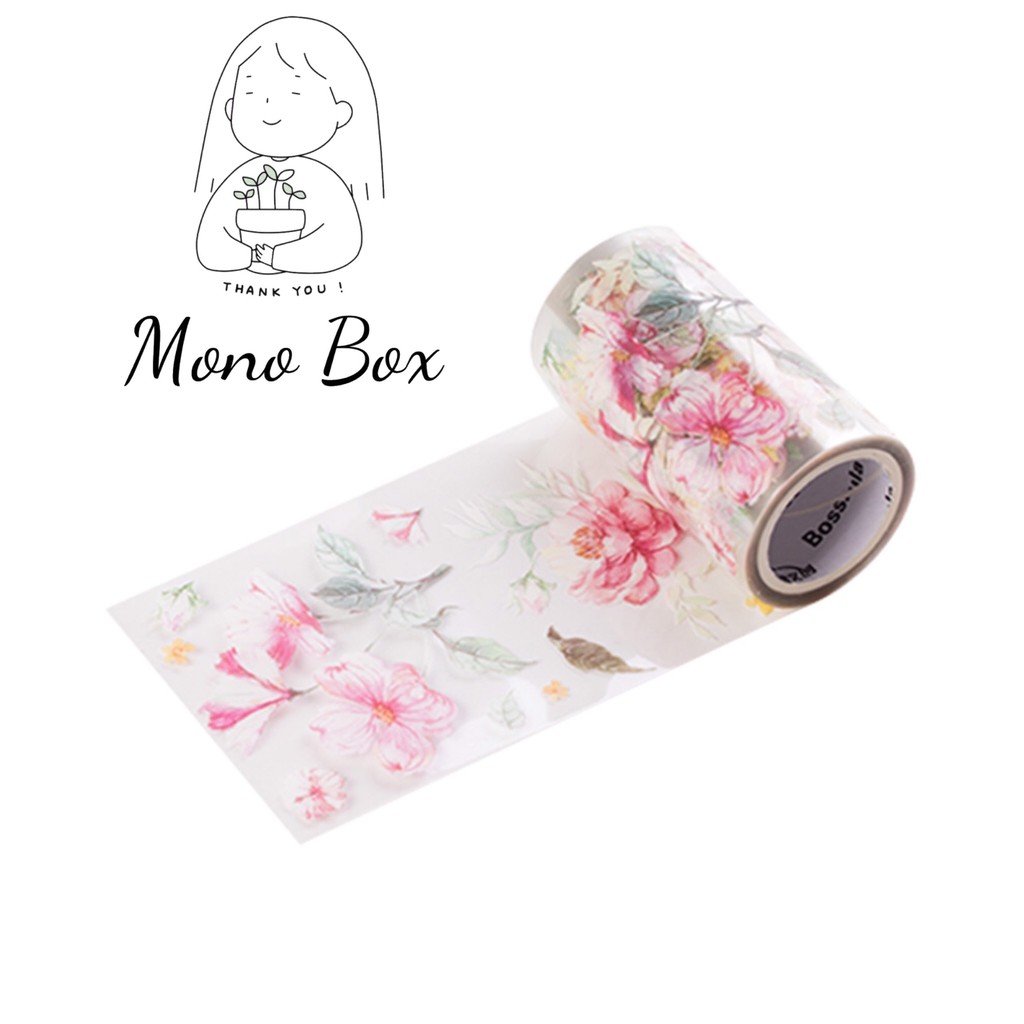 [Chiết] Washi tape 35x8cm băng keo washi băng keo dán trang trí họa tiết hoa Mono_box 00701